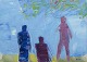 Lars Bertle, 
Svensk 
kunstner.
Olie på 
lærred.
Tre personer i 
landskab, 
abstrakt ...