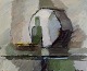 Edvin Järup 
(1922-2016) , 
svensk 
kunstmaler. 
Olie på plade.
Abstrakt 
stilleben.
Koloristisk 
...
