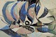 Torsten Hult 
(f. 1922), 
svensk 
kunstmaler. 
Olie på plade.
Abstrakt 
komposition.
Farverig ...