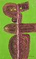 Leopold 
Falkowski 
(1913-1994), 
polsk 
kunstmaler. 
Olie/mixed 
media på plade. 

Figur mod grøn 
...
