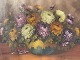 H. Thomsen, 
Blomstermaleri, 
olie på lærred, 
Mål med ramme 
74x54cm