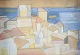 Pär Nordlander 
(1920–2001). 
Abstrakt 
bylandskab ved 
havet.
Mixed media på 
papir.
Lysmål: H. ...