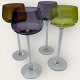 4 colored wine 
glasses with 
high stems, 
height 19cm, 
good condition, 
sold together.