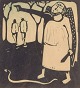 Åke Holm
Træsnit med 
bibelsk motiv.
Sort-hvid 
komposition med 
figur og 
symbolsk ...