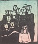 Åke Holm
Træsnit med 
gruppefigurer.
Farvetryk i 
sort, rosa og 
blå toner.
Kunstner: Åke 
Holm ...