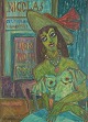Erik LarsenPainting, portrait of a woman in a bar with hat.Artist: Erik LarsenTitle: ...