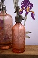 Decorative, rare French mini glass siphon in pink colored glass...
