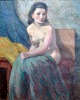 Helme, Helge (1894 - 1987) Denmark: A seated model. Oil on canvas. Signed: H. Helge 1945. 65 x ...