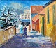 Nielsen, Svend (1908 - 1993) Denmark: Scene from Allinge. Bornholm. Oil on canvas. Signed. 60 x ...