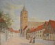 Aarhus artist (19th century): Søndergade towards the Cathedral with the Old Town Hall. Oil on ...