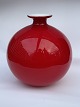 RED & WHITE: Large round Carnaby glass vase from Holmegaard / Kastrup glassworks designed by Per ...