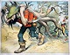 Moe, Louis (1877 - 1945) Denmark: Composition with man carrying a tree. Color lithograph. Signed ...