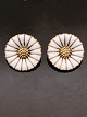 A. Michelsen daisy ear clip 1.8 cm. sterling silver with white. enamel item no. 628607