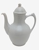 Bing & Grøndahl, Elegance. Kaffekande med låg. Hvidt grundstel med vaflet mønster og søheste. ...
