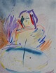 Moe, Odd (1944 - ) Danmark/Norge: Komposition. Akvarel. Signeret: Moe 85. 71 x 52 ...
