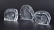 Paul Isling for Svenskt Glas, WWF figures, set of 3.Sculptural art glass objects with engraved ...