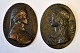 Et par ovale relieffer af Dante og Beatrice, 19. årh. Italien. Metal. 11,5 x 9 cm. Til ophængning. 