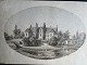 Ubekendt kunstner (19 årh):Næsbyholm Slot ca. 1850.Bly på papir i oval.Usigneret.Uden ...