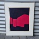 Litografi i rød og mørkeblå i metal ramme. 13/45Signeret Peder Meinert 85Kunstner Peder ...