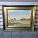 Oliemaleri på lærred monteret i bred træramme med landskabsmotiv Kunstner ukendtFremstår ...