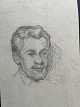Erick Struckmann (1875-1962):Skitse, portræt af mand - antagelig selvportræt ca år 1900.Bly ...