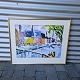 Litografi med motiv af et havnemiljø i guldmalet træramme. Nr. 253/350, dateret 1992Kunstner ...
