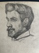 Erick Struckmann (1875-1962):Portræt af smuk mand . måske Georg Brandes.Bly/kul på ...