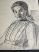 Tegning af Erick Struckmann - Portræt af ung pige
