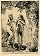 Rembrandt van Rijn (1606 - 1669) Holland: Adam og Eva, nyere genoptryk. Radering. Signeret. H: ...