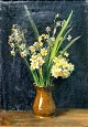 Fischer, August (1854 - 1921) Danmark: Påskeliljer, 1887. Olie på lærred. Signeret: Aug. Fischer ...