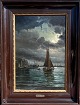 Vilhelm BilleOliemaleri i ramme.Maritimt motiv.  Mål: 70 x 52 cm (53 x 35 cm).Fremstår ...