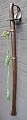 Ryttersabel model 1843, Frederiksværk, 1850, Danmark. Enægget klinge. Læderklædt greb med ...