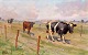Bundgaard, Gunnar (1920 - 2005) Danmark: Køer på en vej. Olie på lærred. Signeret. H: 43 cm. B: ...