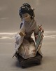 Japansk figur Lladro Kiyoko Geisha Design Salavador Debón 1984 18 cm Spansk Kgl Porcelæn I fin ...