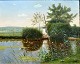 Petersen, Julius (1851 - 1911) Danmark: Ænder i en sø.