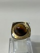Vintage ring med sten, tigerøje i sterlingsølvStørrelse 55