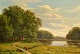 Rasmussen Eilersen, Eiler (1827 - 1912) Danmark: Ved Fuglesangsøen i Dyrehaven, 1898. Olie på ...