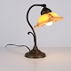 Antik Skrivebordslampe i Smedejern med Gul Frostet ...