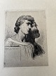 August Jerndorff (1846-1906):To mænd i trekvart profil . én ung og én ældre - 1900.Radering ...