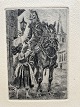 Radering af Karl Hansen Reistrup - Dragon hilser på ung ...