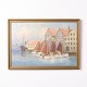 Maleri på lærred med motiv af Tornø Havn fra omkring 1950'erne. Værket er signeret og viser et ...