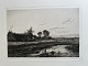 Louise Ravn-Hansen (1849-1909):Aften ved sjællandsk bondegård 1889.Radering på ...