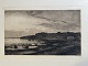 Louise Ravn-Hansen (1849-1909):Aftenstemning ved Vejle Fjord 1907.Radering på papir.Sign.: ...