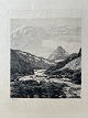 John Lübschitz (1858-1941):Norsk Bjerglandskab 1885.Radering på papirSign.: J. Lüb. 85 (i ...