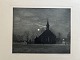 Adolph Larsen (1856-1942):Frederiksberg Kirke i måneskin 1903.Radering på papir.Signeret ...