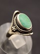 Sterling sølv vintage ring størrelse 50 med grøn sten emne nr. 639723