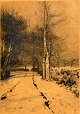 Niss, Thorvald (1842 - 1905) Danmark: Sti ved dige, 1891. Radering. No. 6. Signeret: Thorvald ...