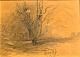 Niss, Thorvald (1842 - 1905) Danmark: Træ, 1880. Blyant på papir. Signeret: Thorv Niss 1880. H: ...
