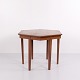 Antique hexagonal side table crafted in mahogany with decorative marquetry, dating from around ...