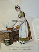 Costumes in Copenhagen, A cook girl, framed older print from Lahde, Gothersgade 125, Copenhagen, ...